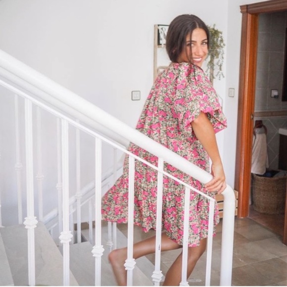 Zara Puff Shoulder Cotton Print Dress NWT - Picture 9 of 16